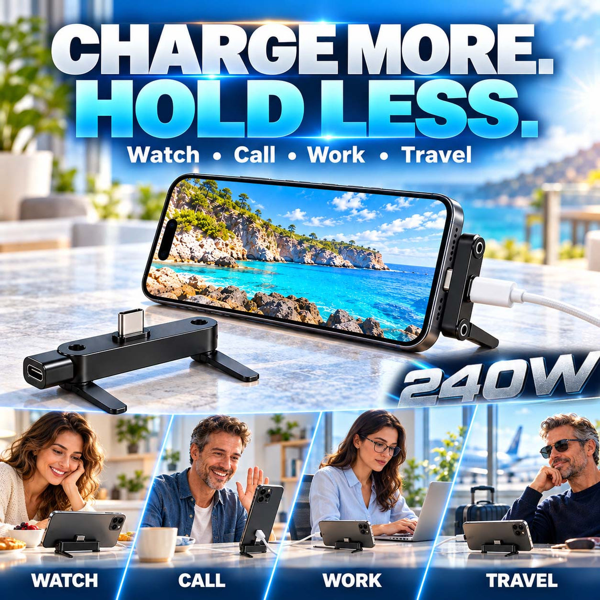 🔥Fast Charging Adapter with 360° Foldable Phone Stand (offer)
