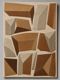 Quarry Panel, bronze and stone facets embroidered on ivory linen