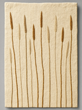 Reed Panel, bronze stems embroidered on ivory linen