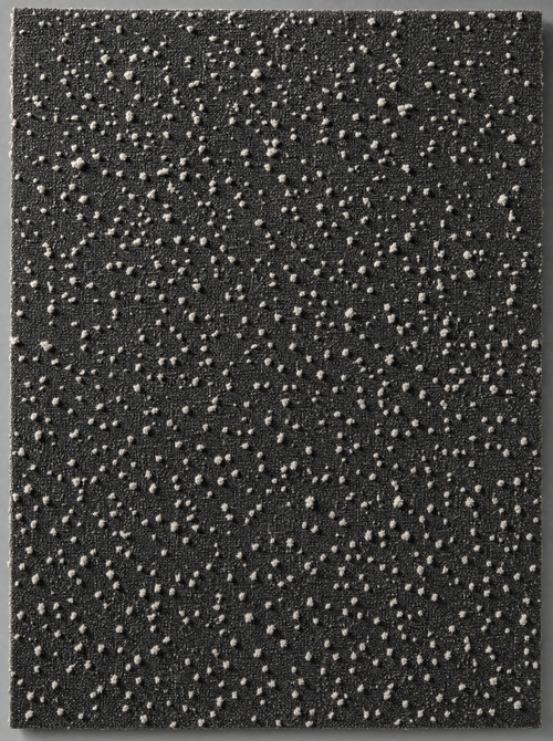 Drift Panel, chalk-white flock on charcoal linen