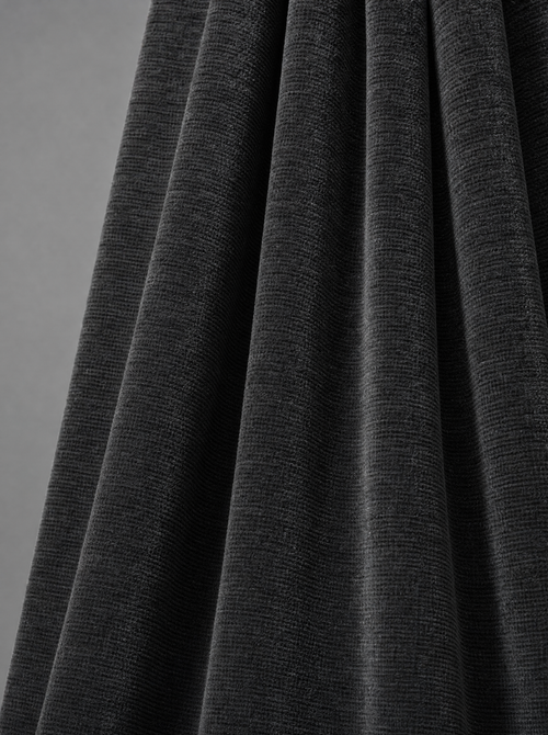 Cinder Chenille in Charcoal, ribbed chenille upholstery fabric